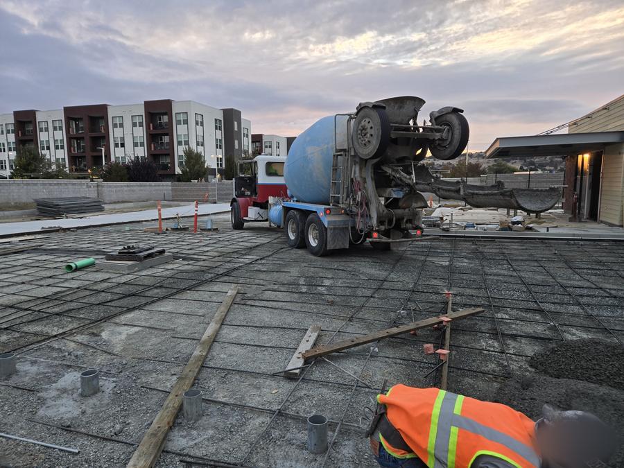 Slab reinforcement and concrete placement