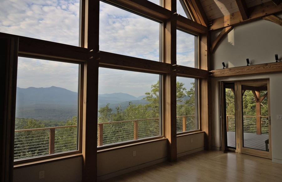 Timber and glass window wall